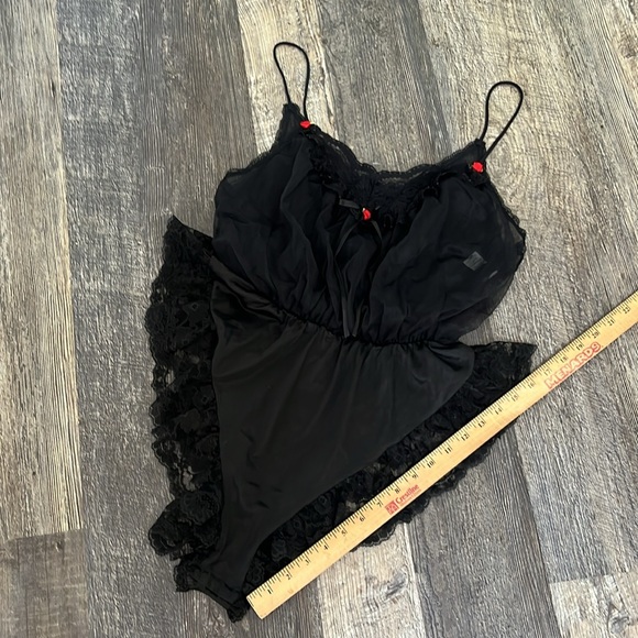 Vintage Tosca Lingerie California Teddy Black Nylon Lace Snap Crotch Bodysuit - Picture 9 of 10